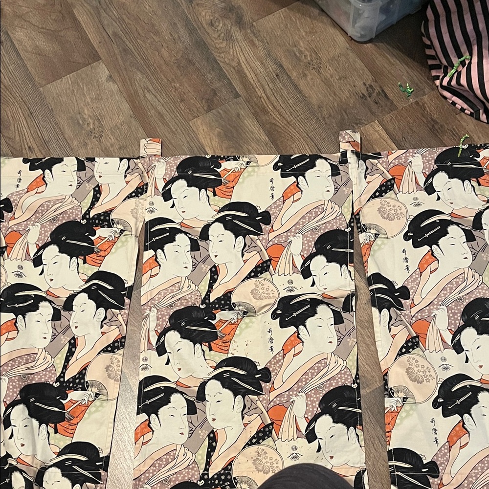 Traditional Japanese Print curtains 2 panels 42 inches by 24 inches each!